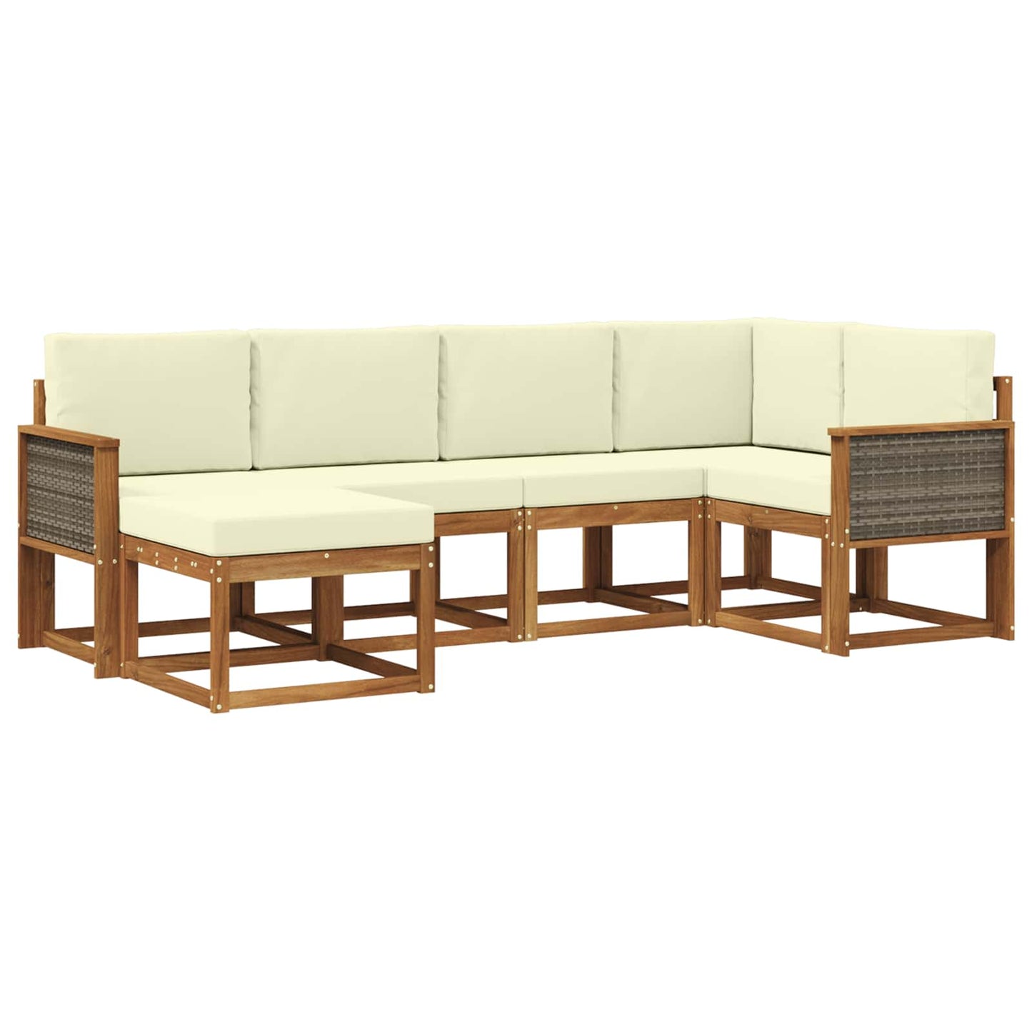 Buiten bankenset met kussen 6 pcs Natuurlijk en Crème Polyester is nu te koop bij PeponiXL, paradijselijk wonen!