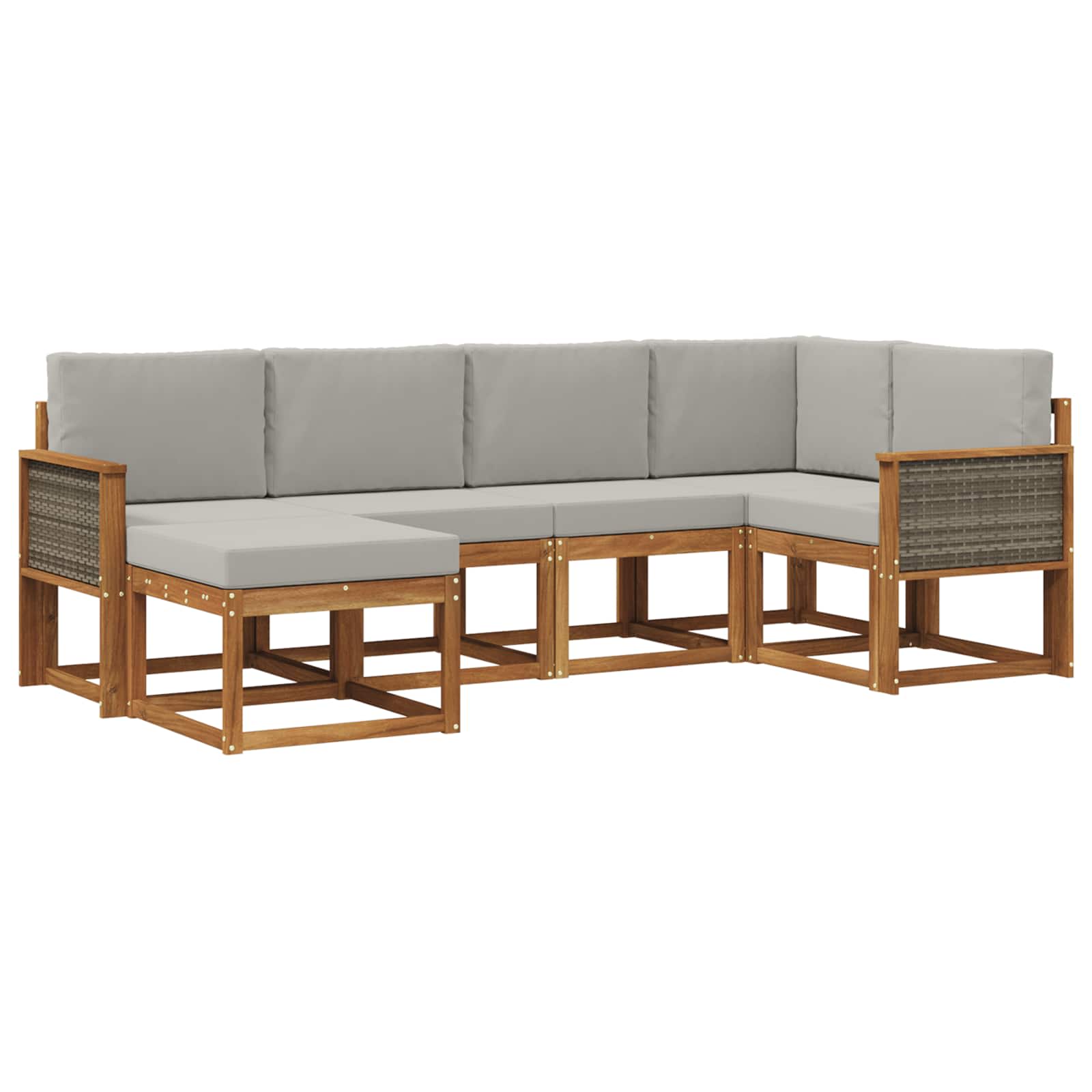 Buiten bankenset 6 pcs Naturel en lichtgrijs Polyester is nu te koop bij PeponiXL, paradijselijk wonen!