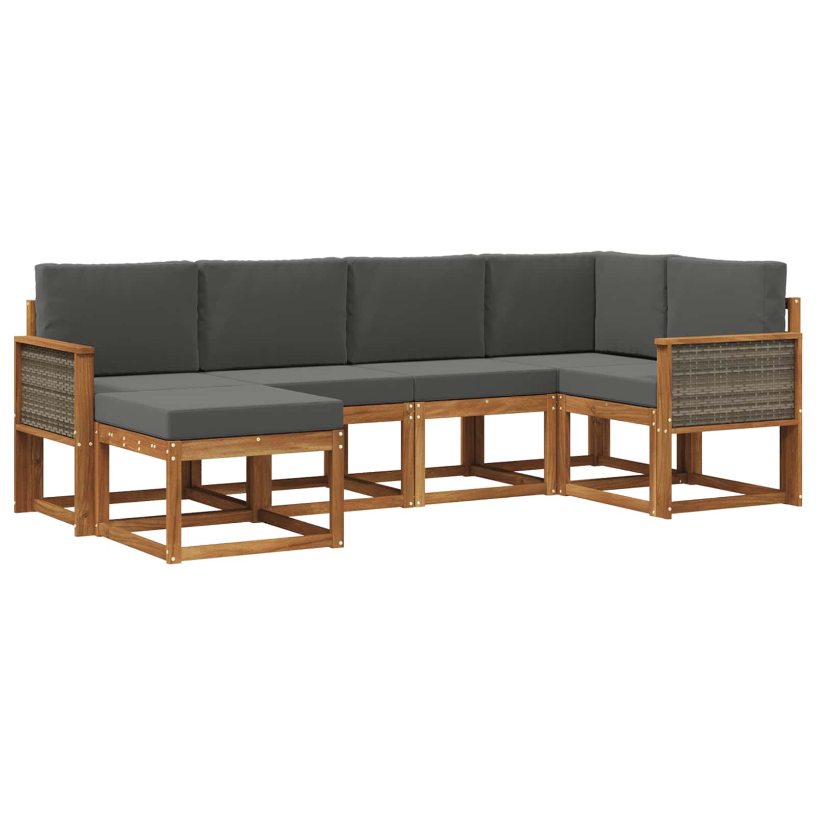 Buiten bankenset 6 pcs Natuurlijk en Antraciet Polyester is nu te koop bij PeponiXL, paradijselijk wonen!
