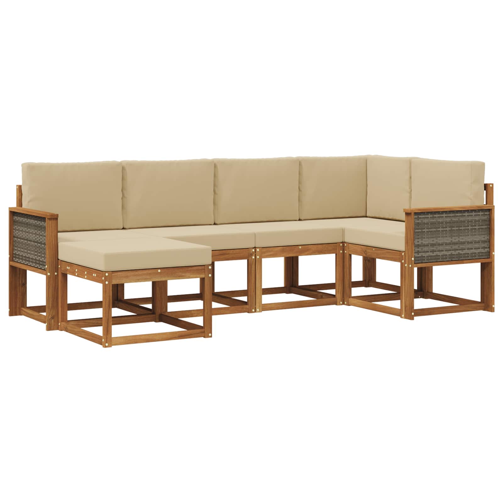 Buiten bankenset met kussen 6 pcs Natuurlijk en Beige Polyester is nu te koop bij PeponiXL, paradijselijk wonen!