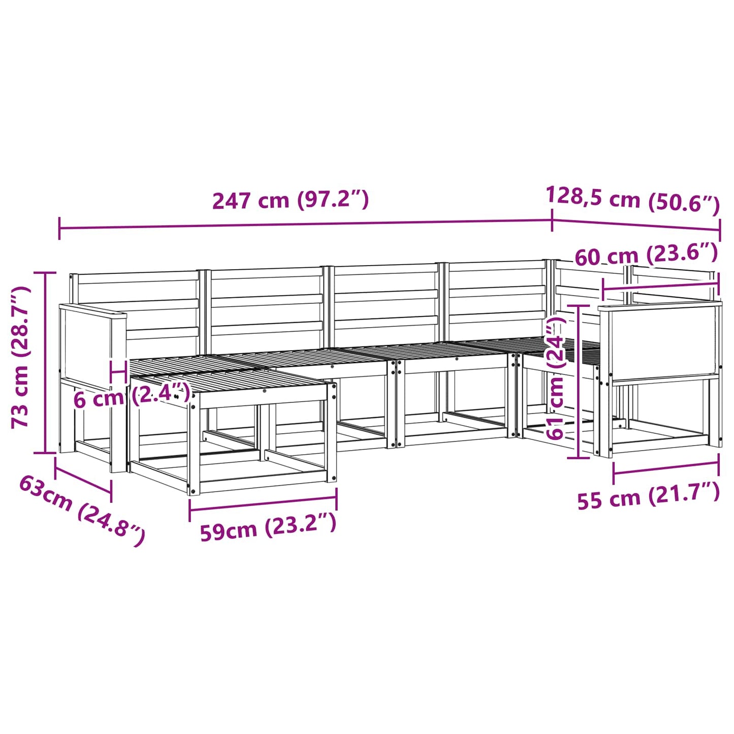 Buiten bankenset 6 pcs Naturel Massief Acaciahout is nu te koop bij PeponiXL, paradijselijk wonen!