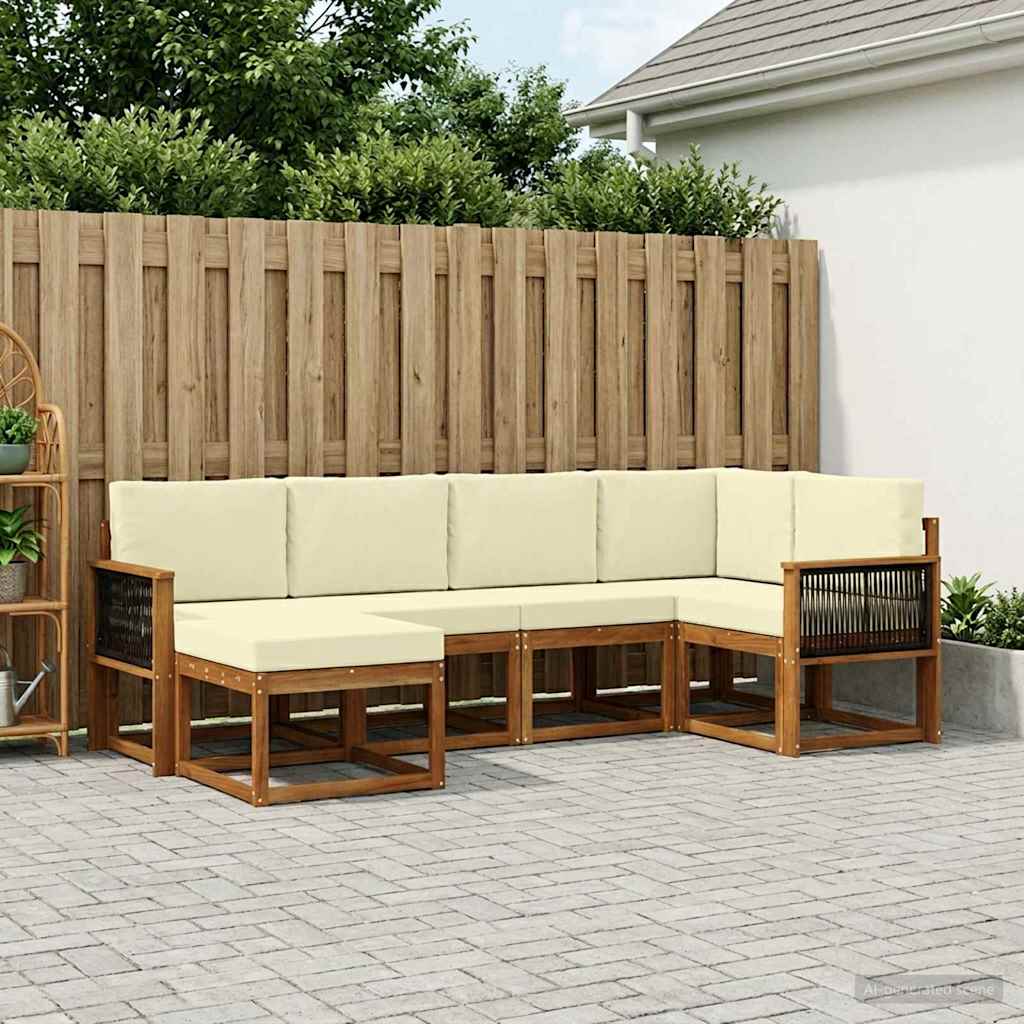 Buiten bankenset 6 pcs Natuurlijk en Crème Massief Acaciahout is nu te koop bij PeponiXL, paradijselijk wonen!