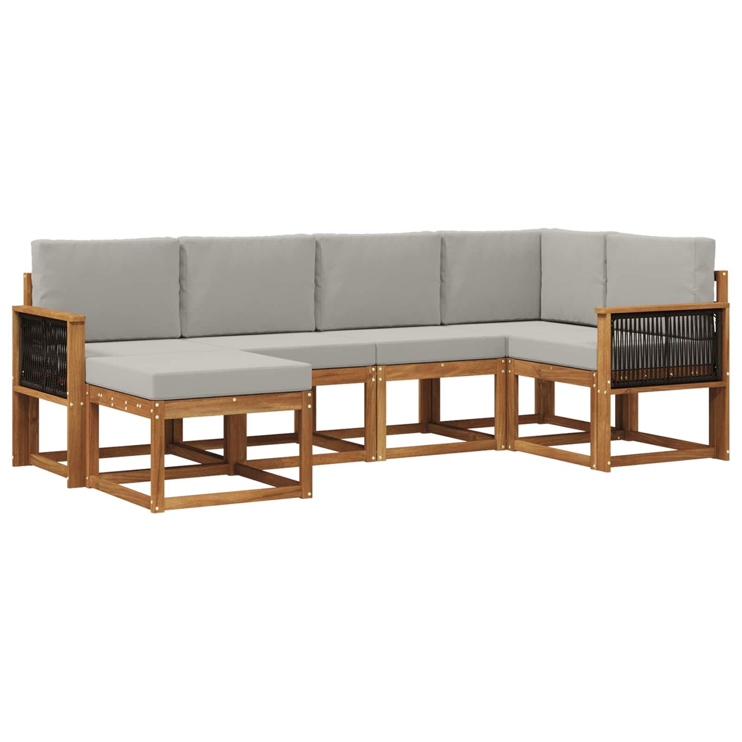 Buiten bankenset 6 pcs Naturel en lichtgrijs Massief Acaciahout is nu te koop bij PeponiXL, paradijselijk wonen!