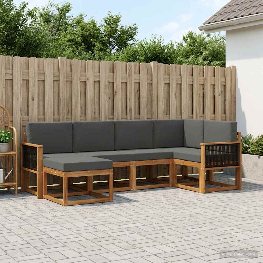 Buiten bankenset 6 pcs Natuurlijk en Antraciet is nu te koop bij PeponiXL, paradijselijk wonen!
