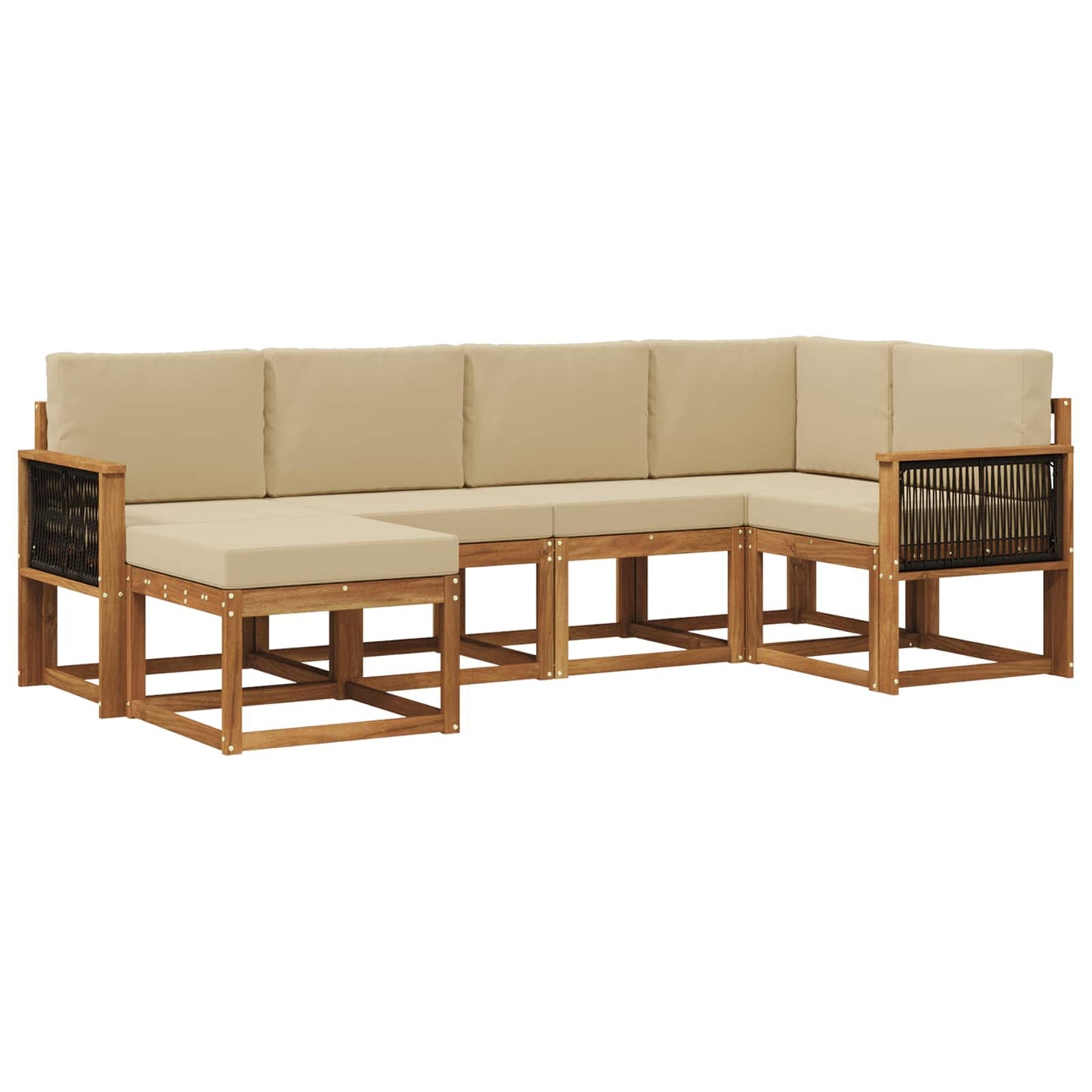 Buiten bankenset 6 pcs Natuurlijk en Beige Massief Acaciahout is nu te koop bij PeponiXL, paradijselijk wonen!
