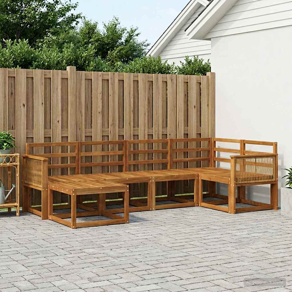 Buiten bankenset 6 pcs Naturel Massief Acaciahout is nu te koop bij PeponiXL, paradijselijk wonen!