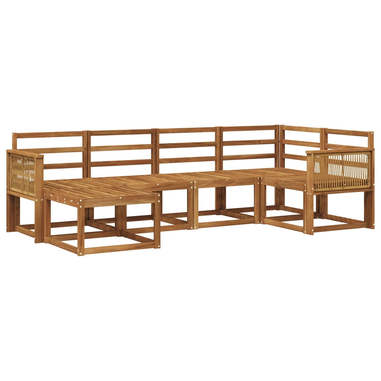 Buiten bankenset 6 pcs Naturel Massief Acaciahout is nu te koop bij PeponiXL, paradijselijk wonen!