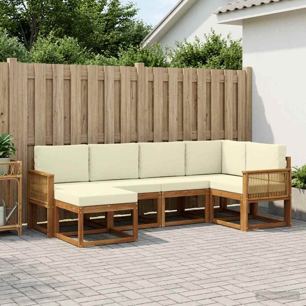 Buiten bankenset met kussen 6 pcs Natuurlijk en Crème Polyester is nu te koop bij PeponiXL, paradijselijk wonen!