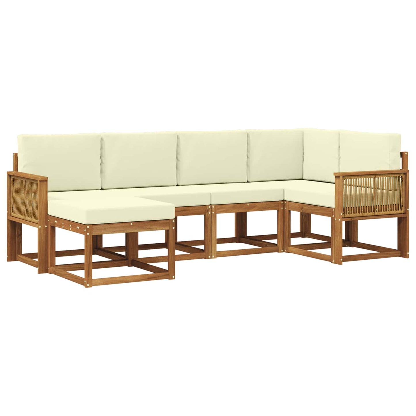 Buiten bankenset met kussen 6 pcs Natuurlijk en Crème Polyester is nu te koop bij PeponiXL, paradijselijk wonen!