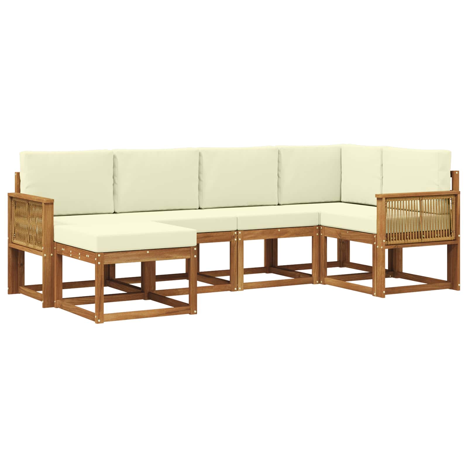 Buiten bankenset met kussen 6 pcs Natuurlijk en Crème Polyester is nu te koop bij PeponiXL, paradijselijk wonen!