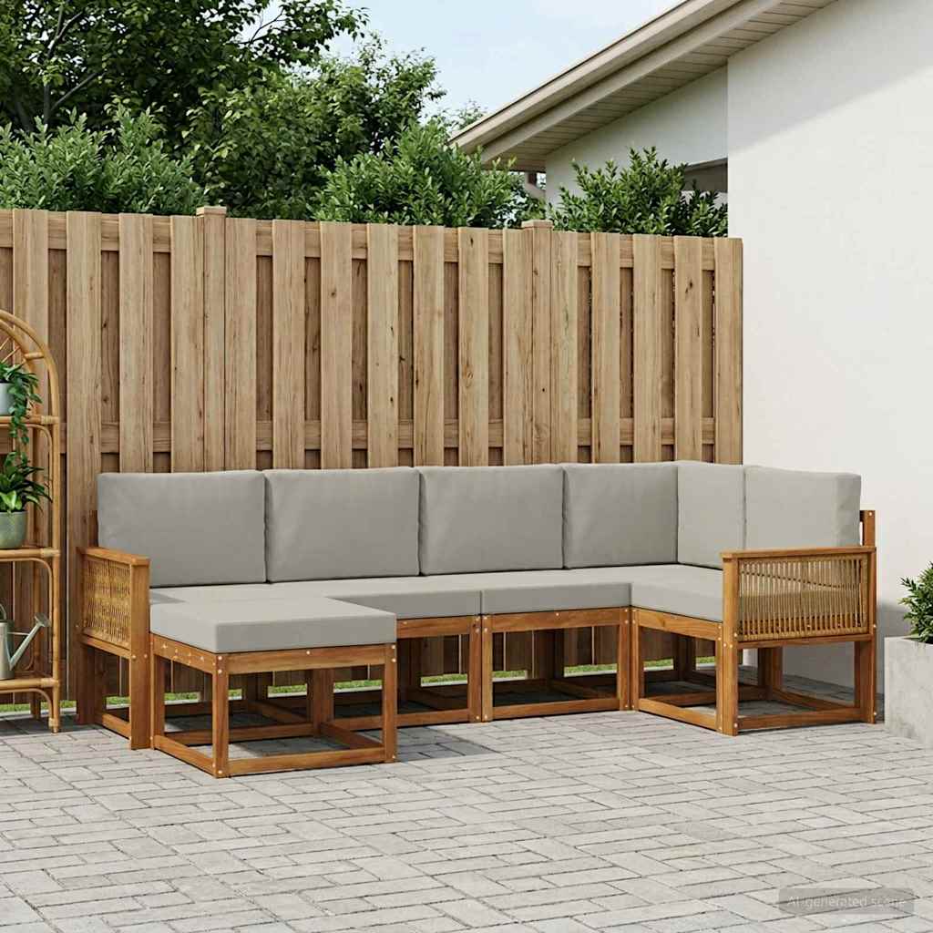 Buiten bankenset 6 pcs Naturel en lichtgrijs Polyester is nu te koop bij PeponiXL, paradijselijk wonen!