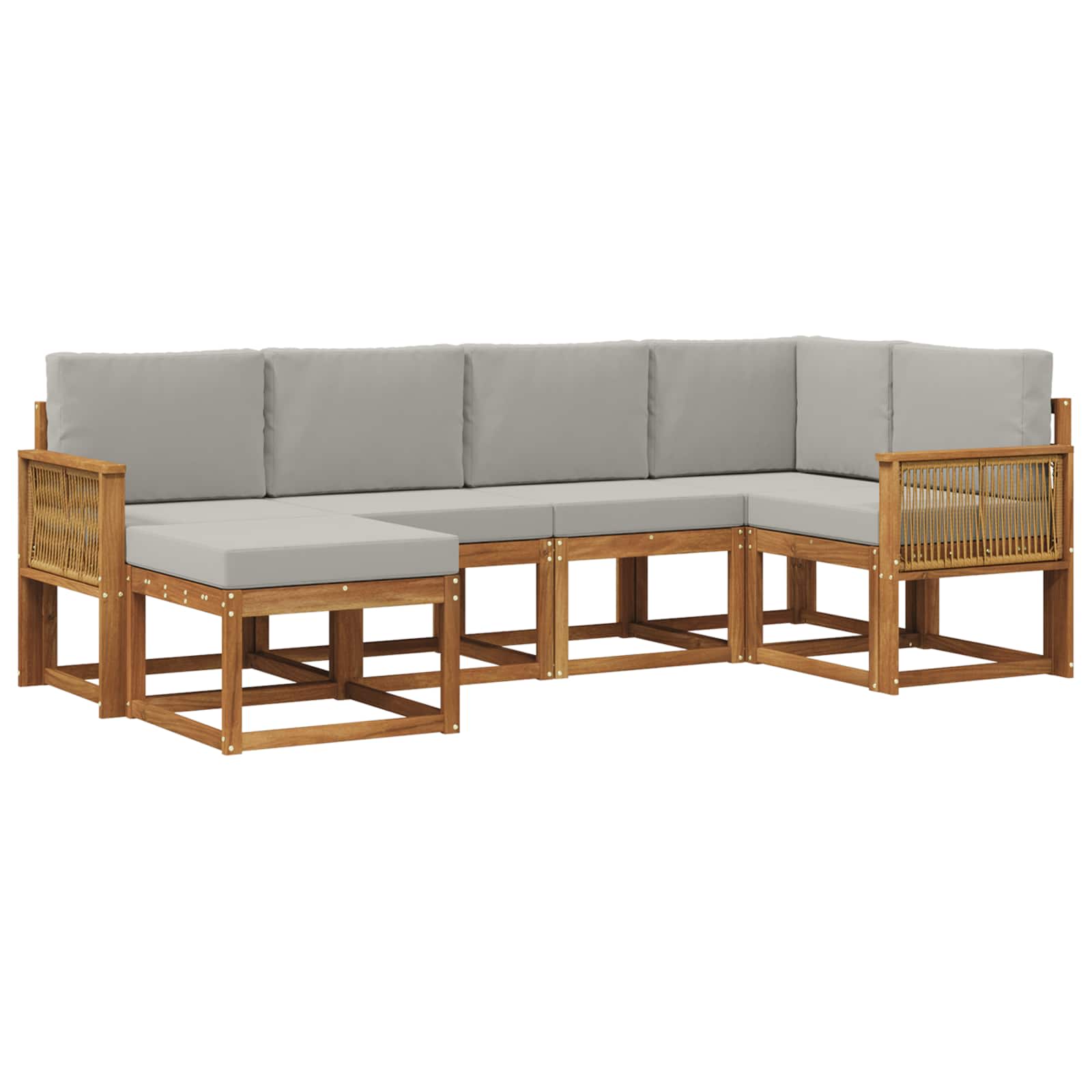 Buiten bankenset 6 pcs Naturel en lichtgrijs Polyester is nu te koop bij PeponiXL, paradijselijk wonen!