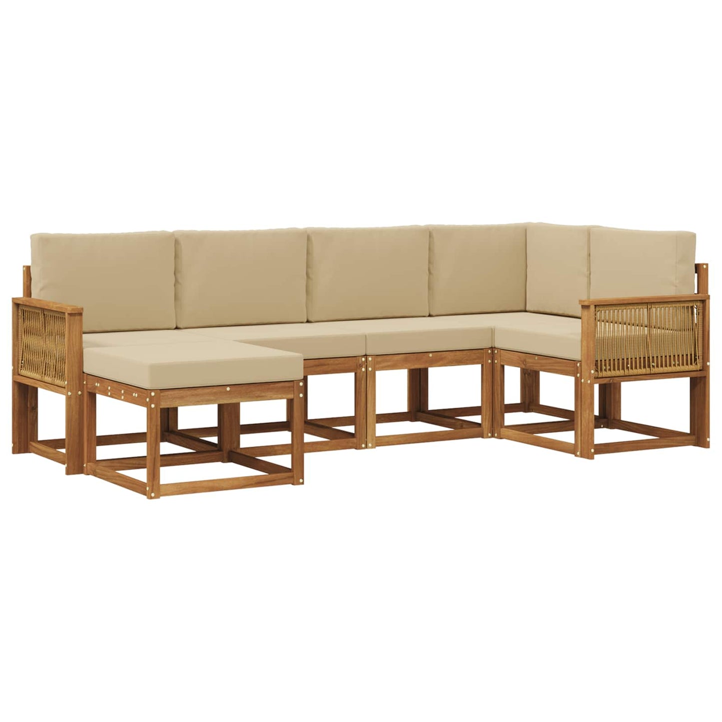 Buiten bankenset met kussen 6 pcs Natuurlijk en Beige Polyester is nu te koop bij PeponiXL, paradijselijk wonen!