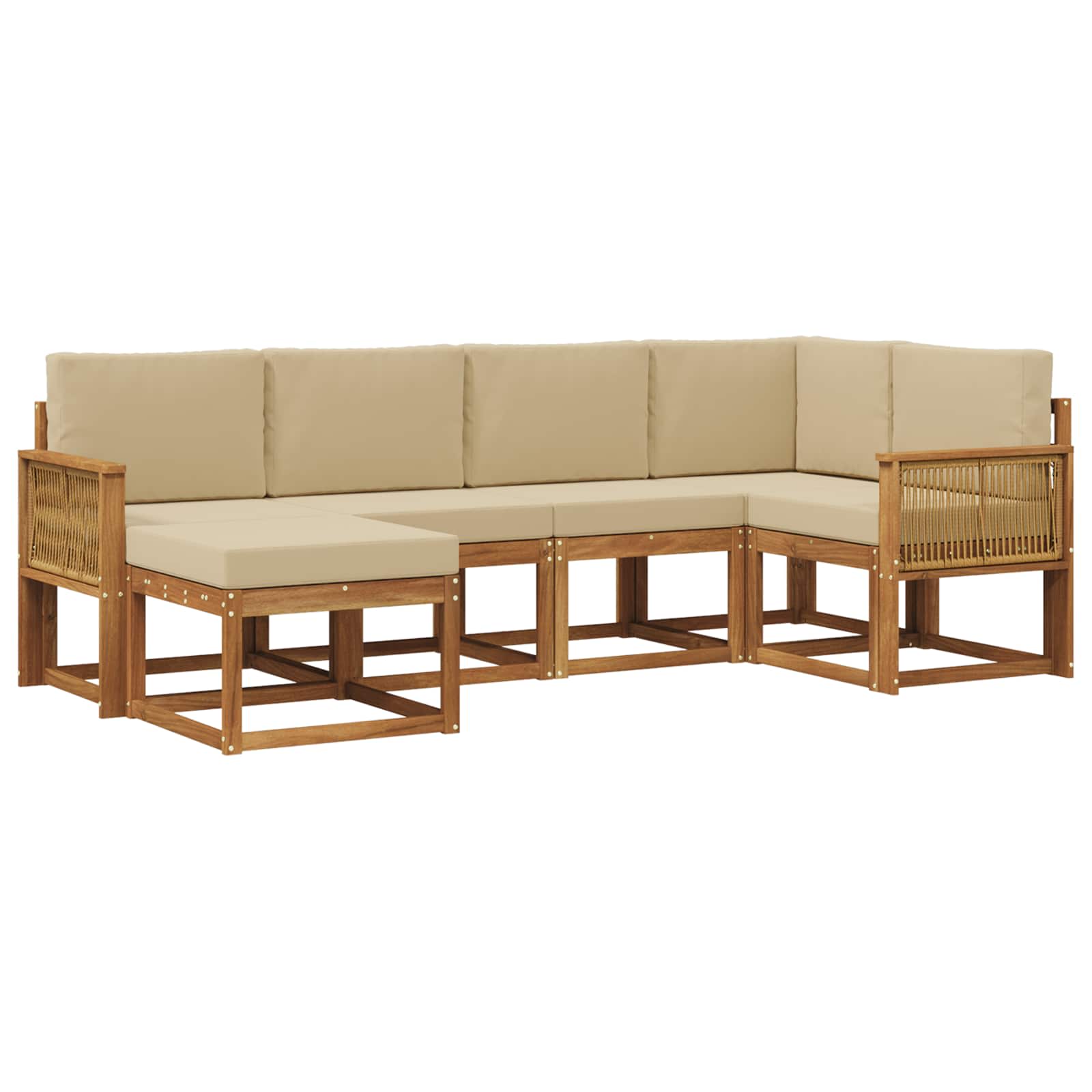 Buiten bankenset met kussen 6 pcs Natuurlijk en Beige Polyester is nu te koop bij PeponiXL, paradijselijk wonen!