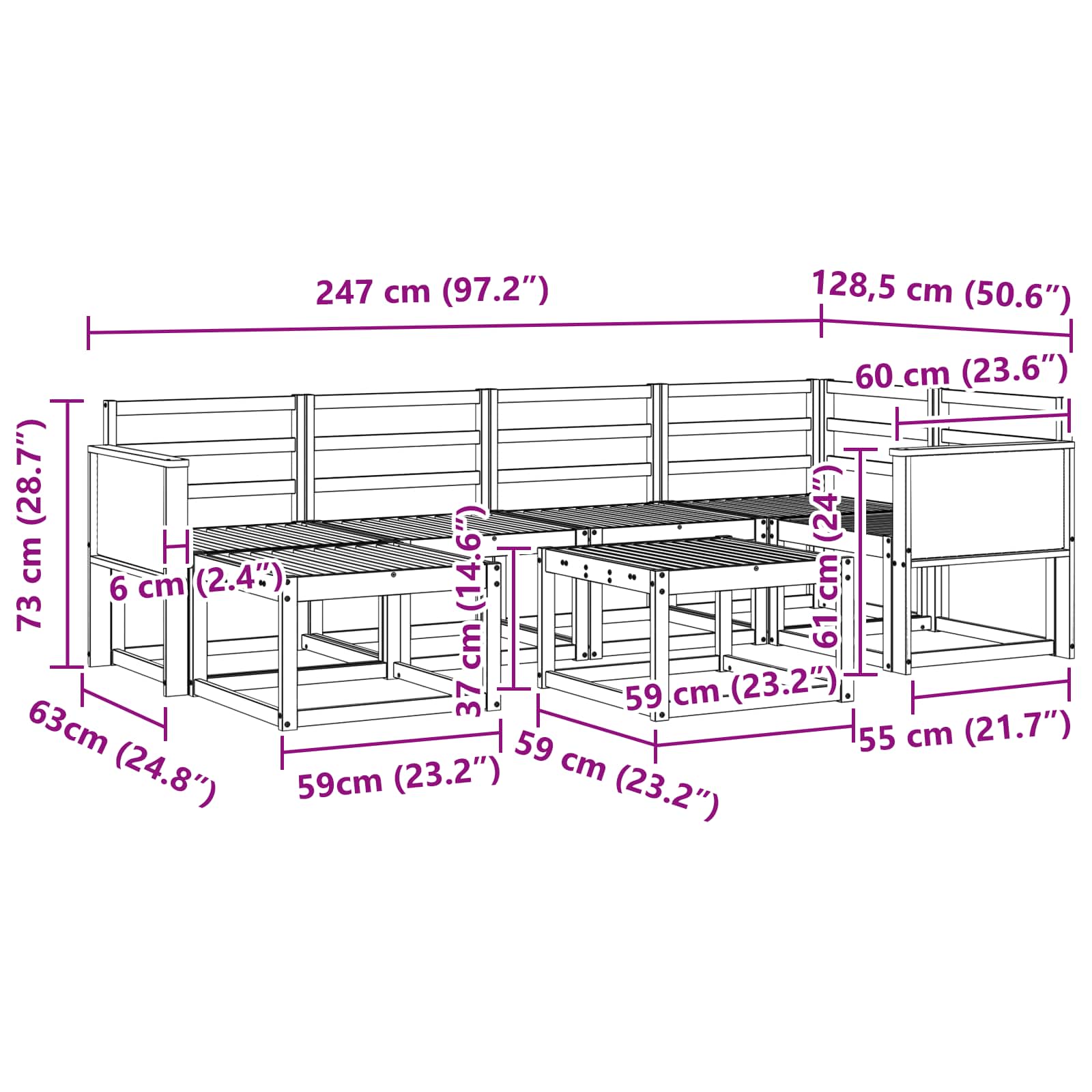 Buiten bankenset 7 pcs Naturel Massief Acaciahout is nu te koop bij PeponiXL, paradijselijk wonen!