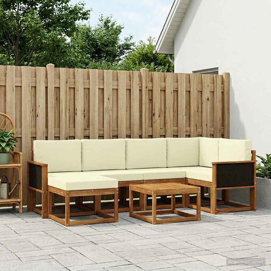 Buiten bankenset 7 pcs Natuurlijk en Crème Massief Acaciahout is nu te koop bij PeponiXL, paradijselijk wonen!
