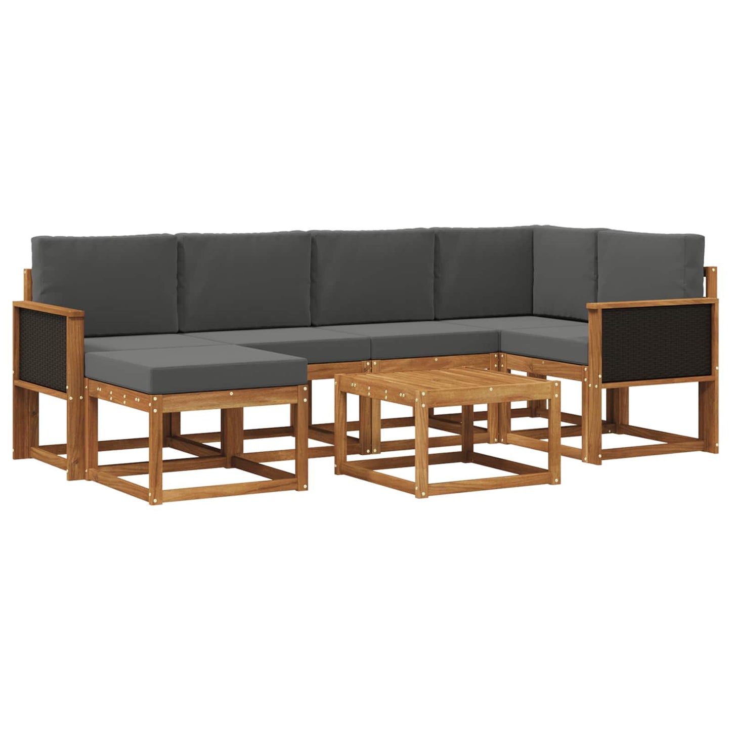 Buiten bankenset met kussen 7 pcs Natuurlijk en Antraciet is nu te koop bij PeponiXL, paradijselijk wonen!