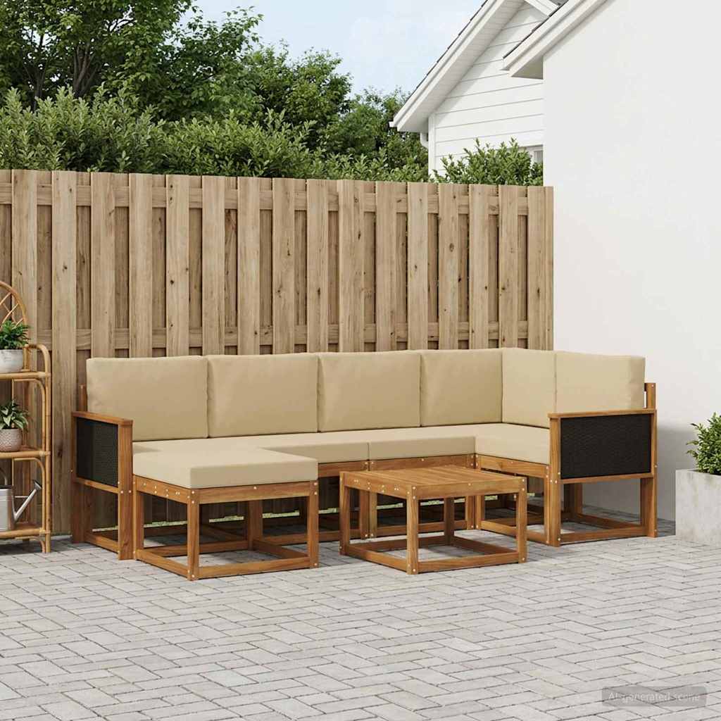 Buiten bankenset 7 pcs Natuurlijk en Beige Massief Acaciahout is nu te koop bij PeponiXL, paradijselijk wonen!