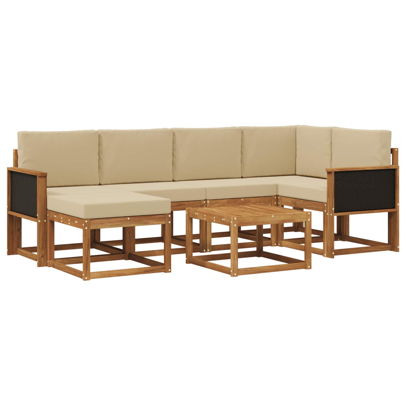 Buiten bankenset 7 pcs Natuurlijk en Beige Massief Acaciahout is nu te koop bij PeponiXL, paradijselijk wonen!