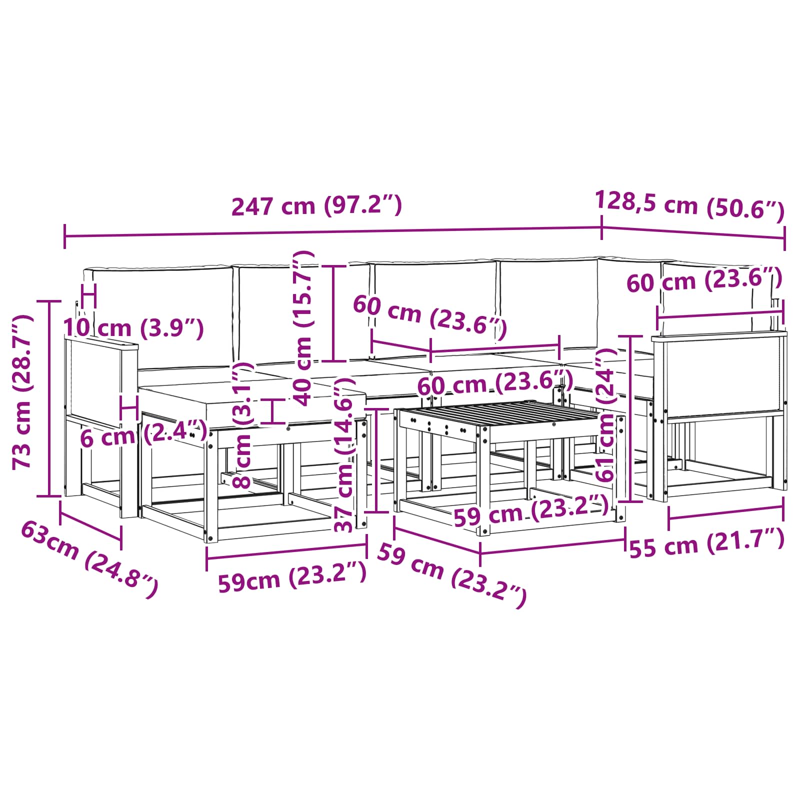 Buiten bankenset 7 pcs Natuurlijk en Beige Massief Acaciahout is nu te koop bij PeponiXL, paradijselijk wonen!