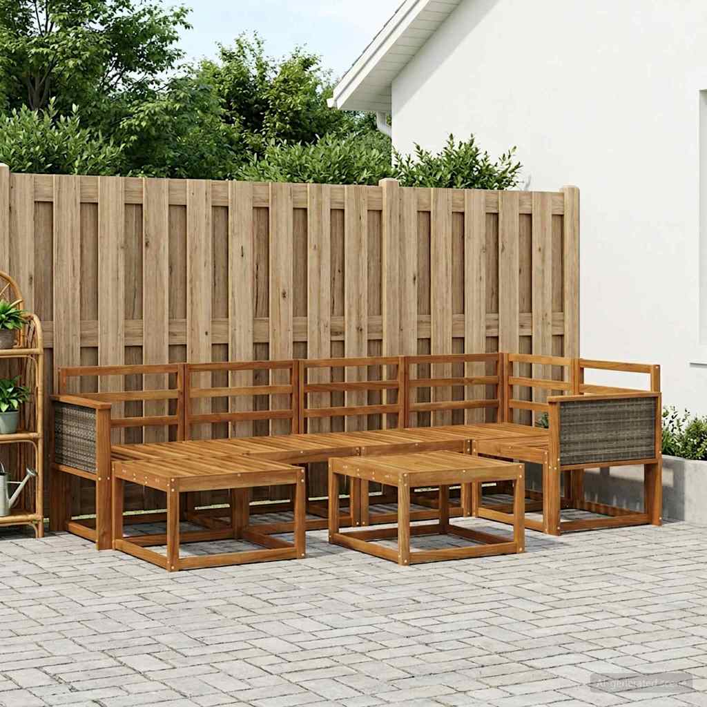 Buiten bankenset 7 pcs Naturel Massief Acaciahout is nu te koop bij PeponiXL, paradijselijk wonen!