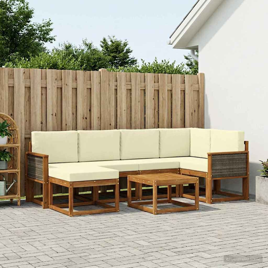 Buiten bankenset 7 pcs Natuurlijk en Crème Massief Acaciahout is nu te koop bij PeponiXL, paradijselijk wonen!