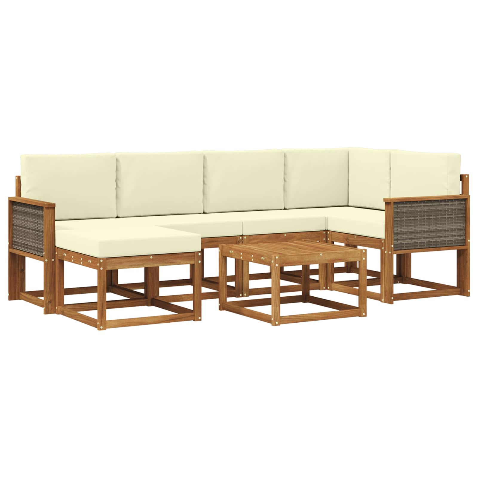 Buiten bankenset 7 pcs Natuurlijk en Crème Massief Acaciahout is nu te koop bij PeponiXL, paradijselijk wonen!