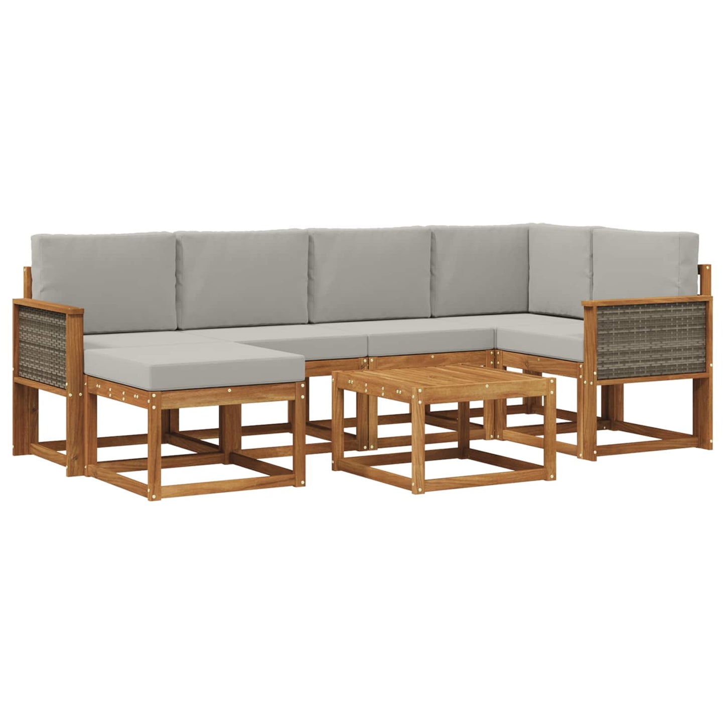 Buiten bankenset 7 pcs Naturel en lichtgrijs Massief Acaciahout is nu te koop bij PeponiXL, paradijselijk wonen!