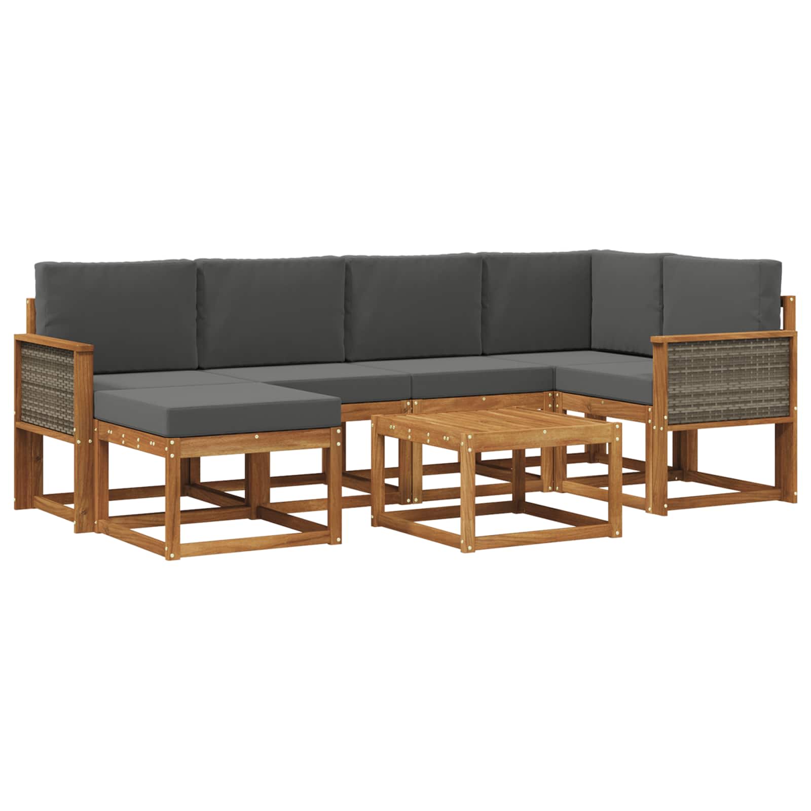 Buiten bankenset met kussen 7 pcs Natuurlijk en Antraciet is nu te koop bij PeponiXL, paradijselijk wonen!