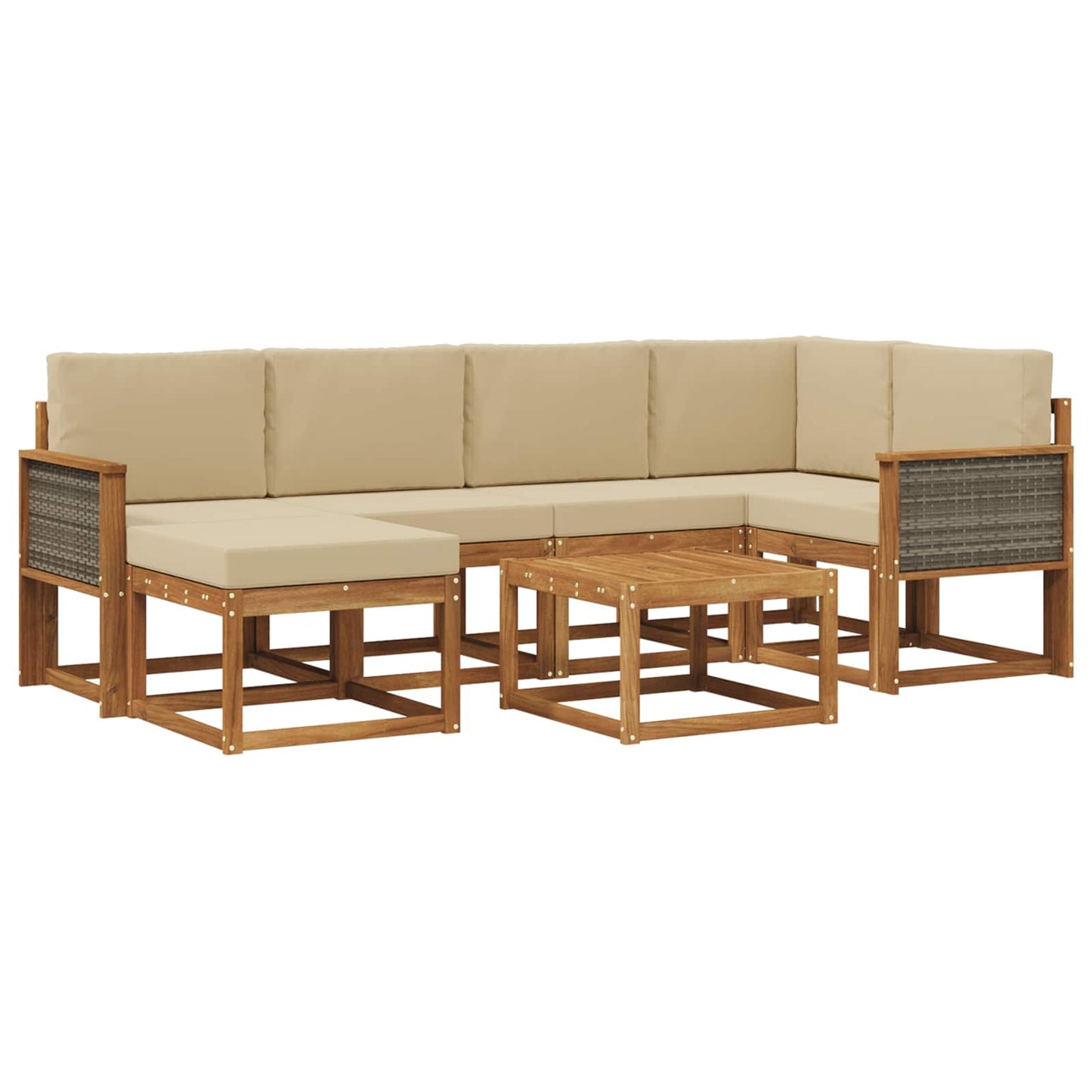 Buiten bankenset 7 pcs Natuurlijk en Beige Massief Acaciahout is nu te koop bij PeponiXL, paradijselijk wonen!