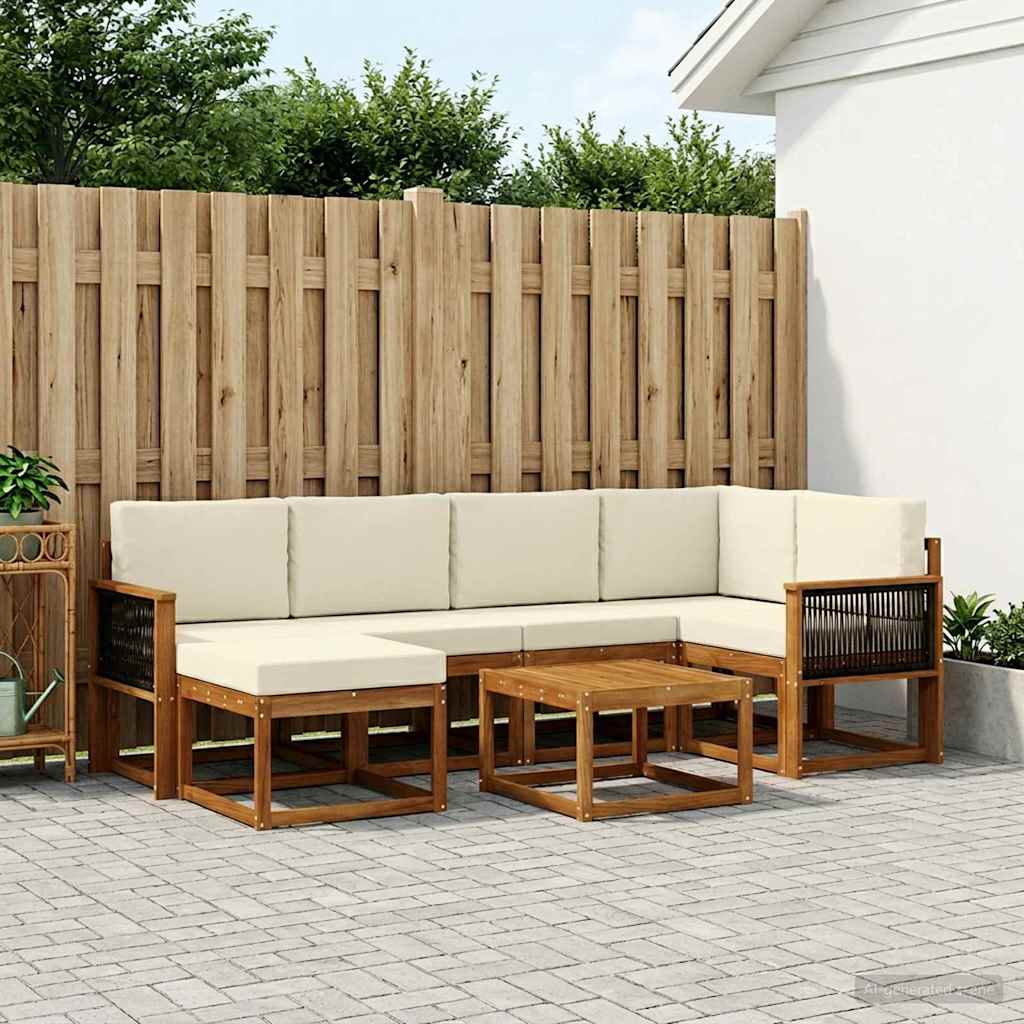 Buiten bankenset 7 pcs Natuurlijk en Crème Massief Acaciahout is nu te koop bij PeponiXL, paradijselijk wonen!