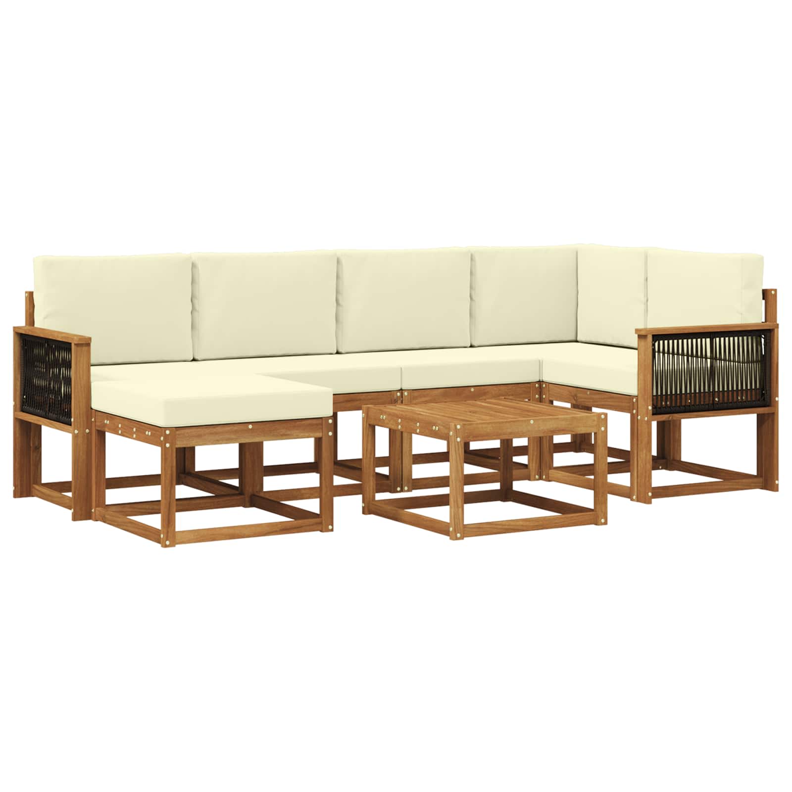 Buiten bankenset 7 pcs Natuurlijk en Crème Massief Acaciahout is nu te koop bij PeponiXL, paradijselijk wonen!