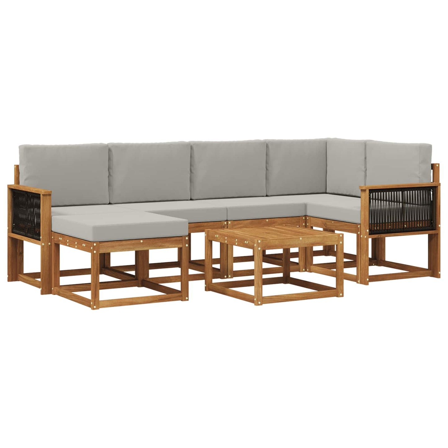 Buiten bankenset 7 pcs Naturel en lichtgrijs Massief Acaciahout is nu te koop bij PeponiXL, paradijselijk wonen!