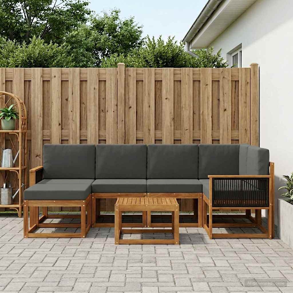 Buiten bankenset met kussen 7 pcs Natuurlijk en Antraciet is nu te koop bij PeponiXL, paradijselijk wonen!