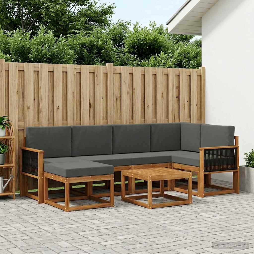 Buiten bankenset met kussen 7 pcs Natuurlijk en Antraciet is nu te koop bij PeponiXL, paradijselijk wonen!