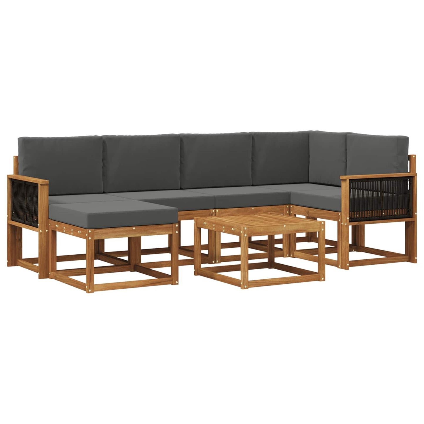 Buiten bankenset met kussen 7 pcs Natuurlijk en Antraciet is nu te koop bij PeponiXL, paradijselijk wonen!