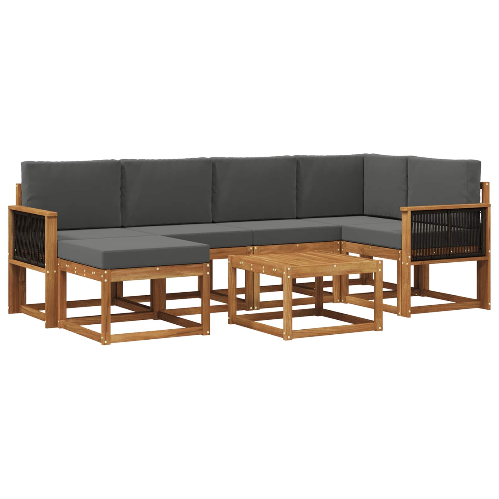 Buiten bankenset met kussen 7 pcs Natuurlijk en Antraciet is nu te koop bij PeponiXL, paradijselijk wonen!