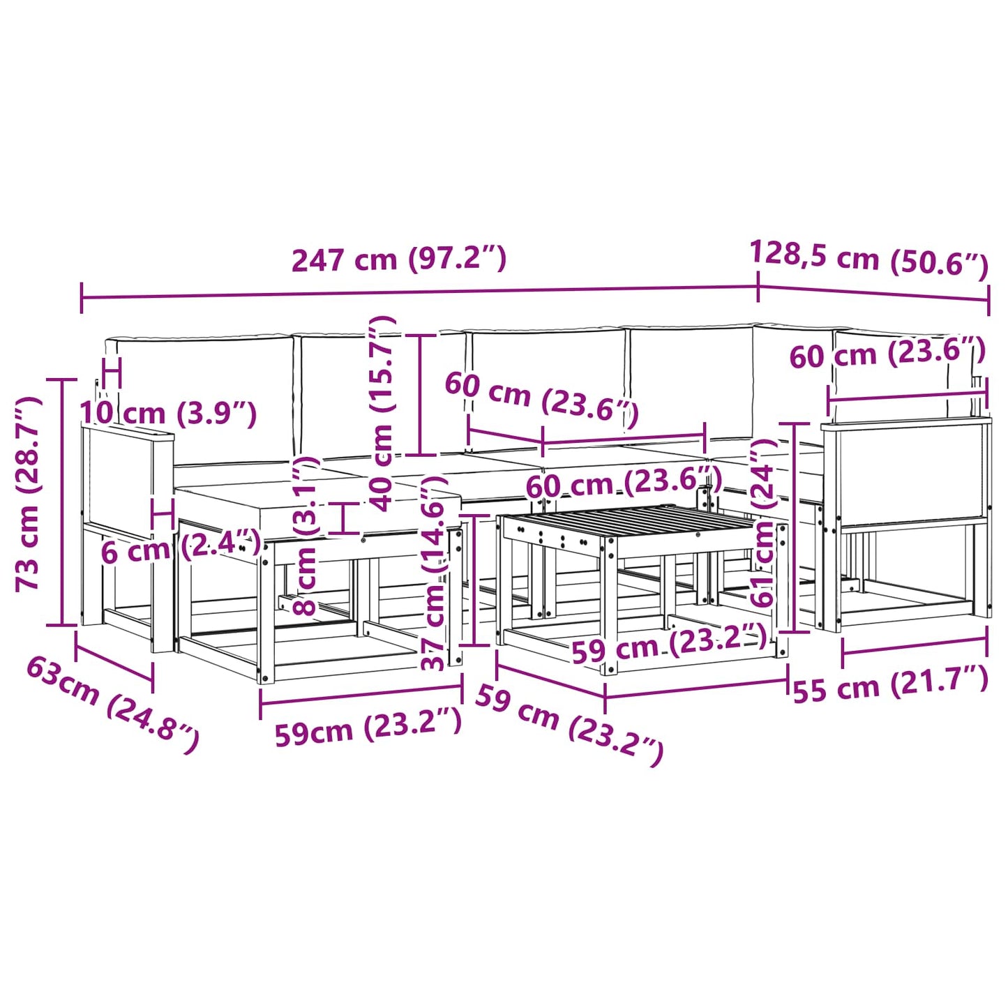 Buiten bankenset met kussen 7 pcs Natuurlijk en Antraciet is nu te koop bij PeponiXL, paradijselijk wonen!