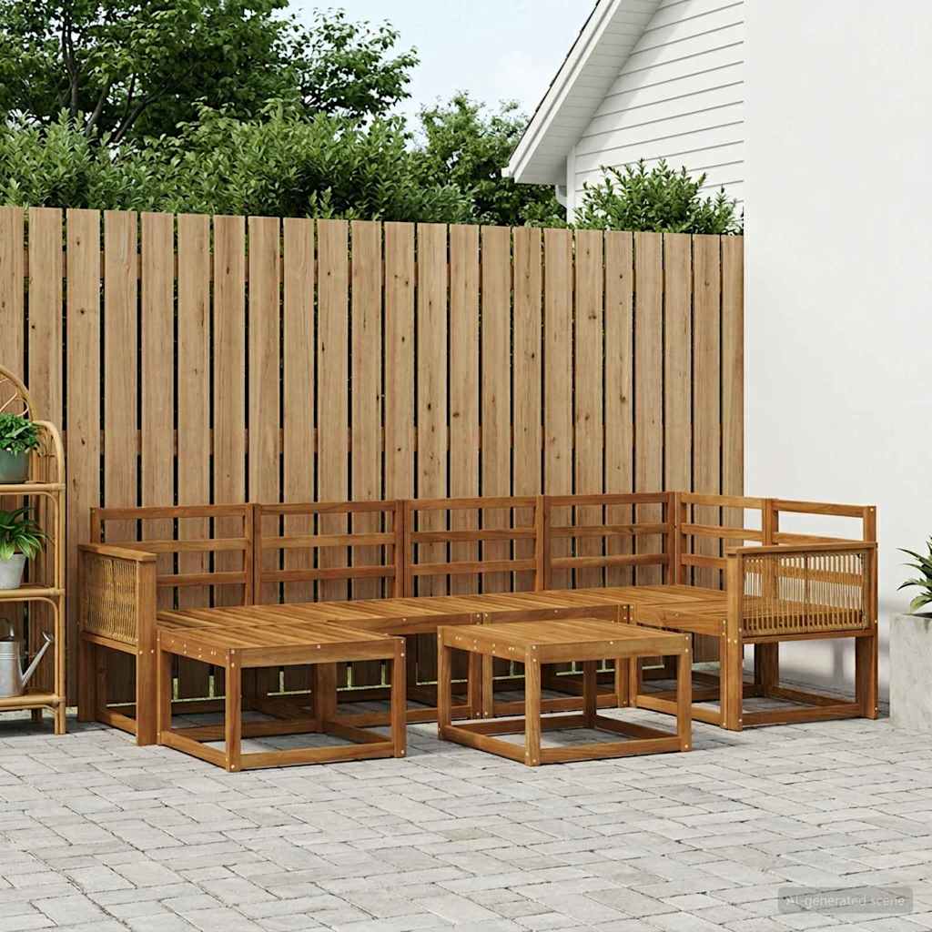 Buiten bankenset 7 pcs Naturel Massief Acaciahout is nu te koop bij PeponiXL, paradijselijk wonen!