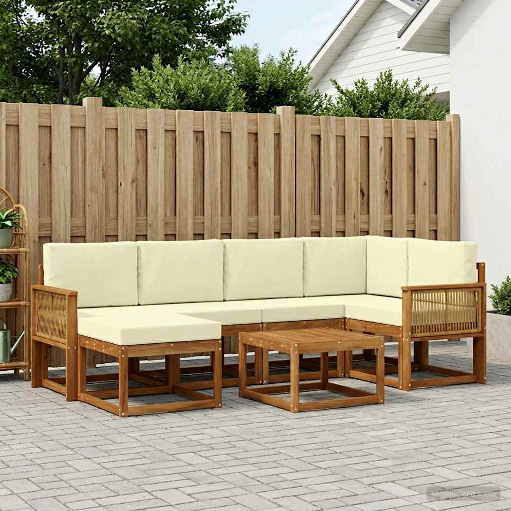 Buiten bankenset 7 pcs Natuurlijk en Crème Massief Acaciahout is nu te koop bij PeponiXL, paradijselijk wonen!