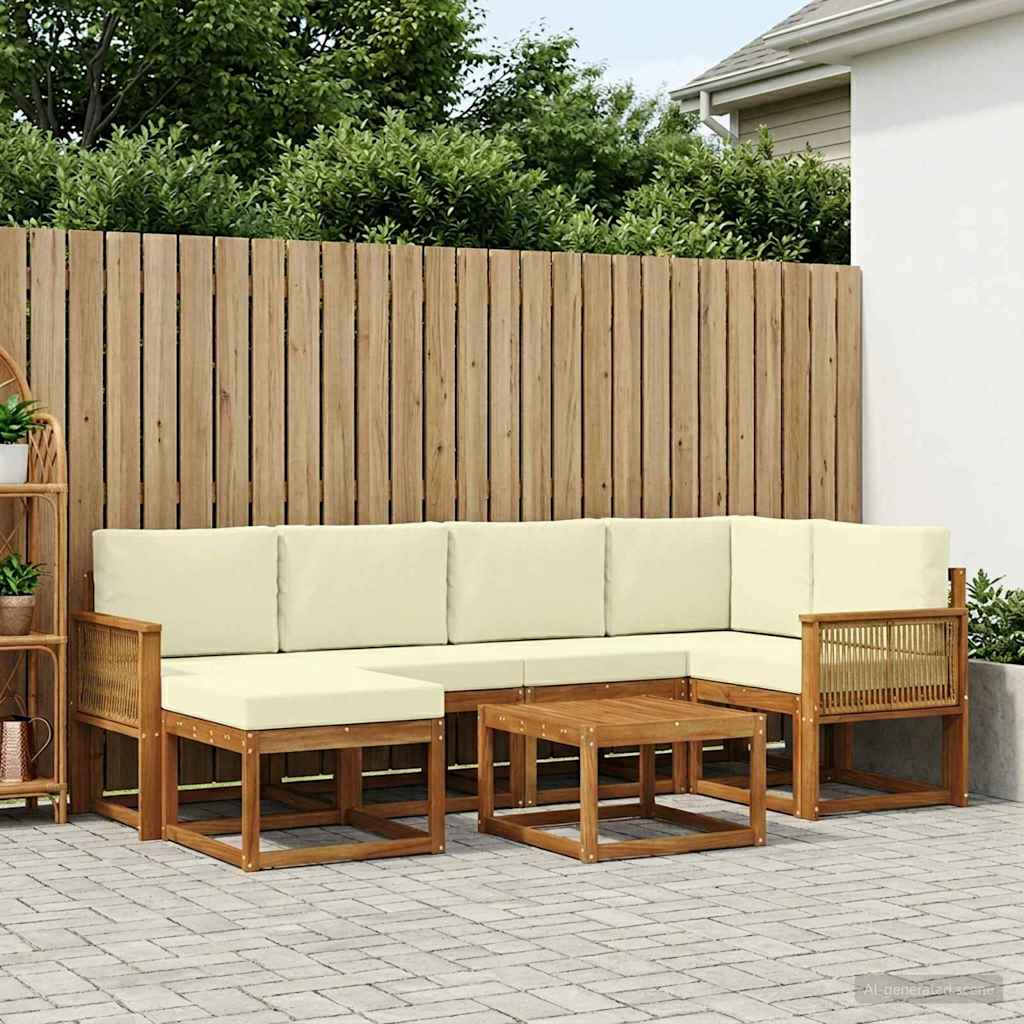 Buiten bankenset 7 pcs Natuurlijk en Crème Massief Acaciahout is nu te koop bij PeponiXL, paradijselijk wonen!