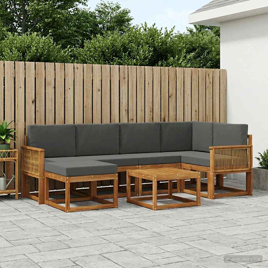 Buiten bankenset met kussen 7 pcs Natuurlijk en Antraciet is nu te koop bij PeponiXL, paradijselijk wonen!