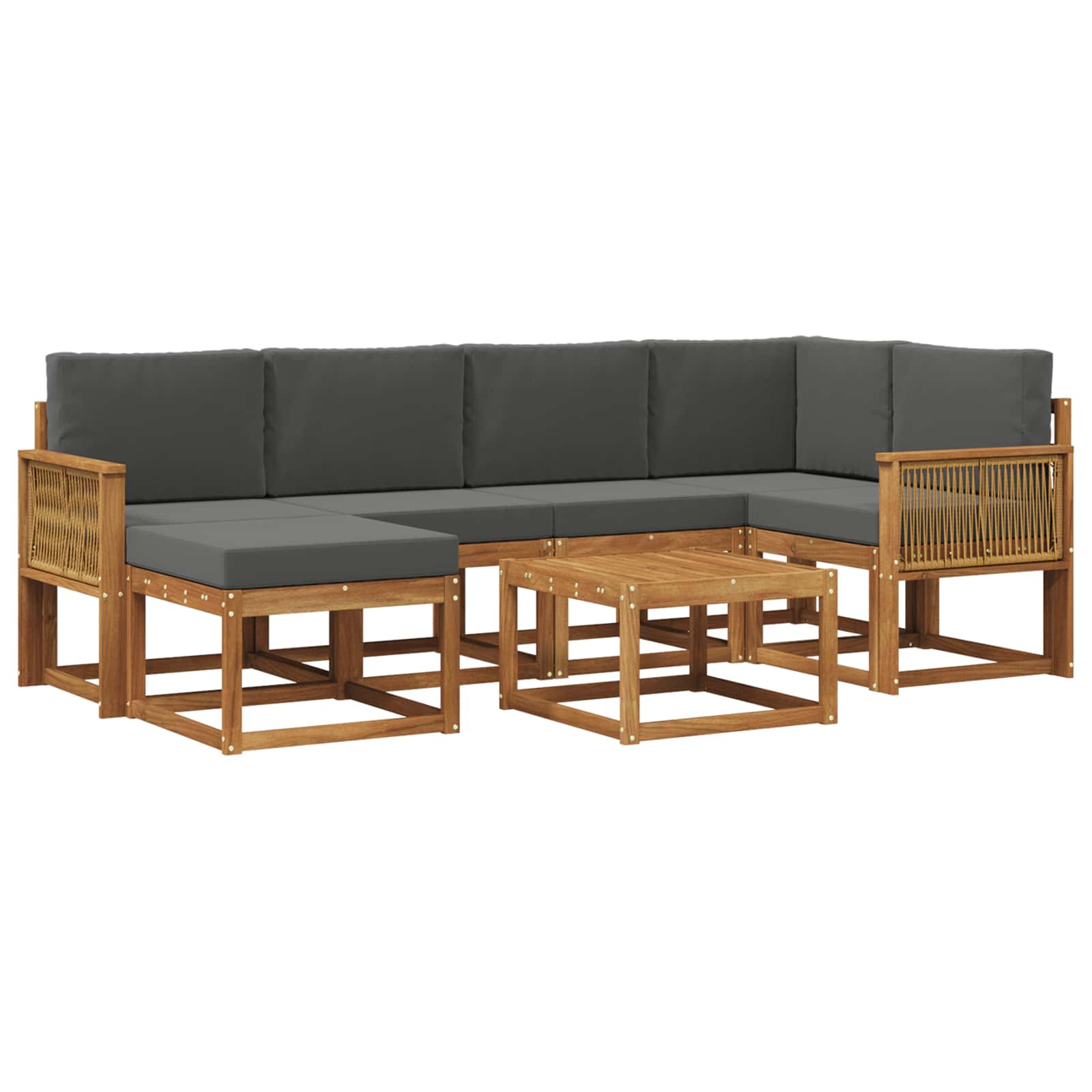 Buiten bankenset met kussen 7 pcs Natuurlijk en Antraciet is nu te koop bij PeponiXL, paradijselijk wonen!