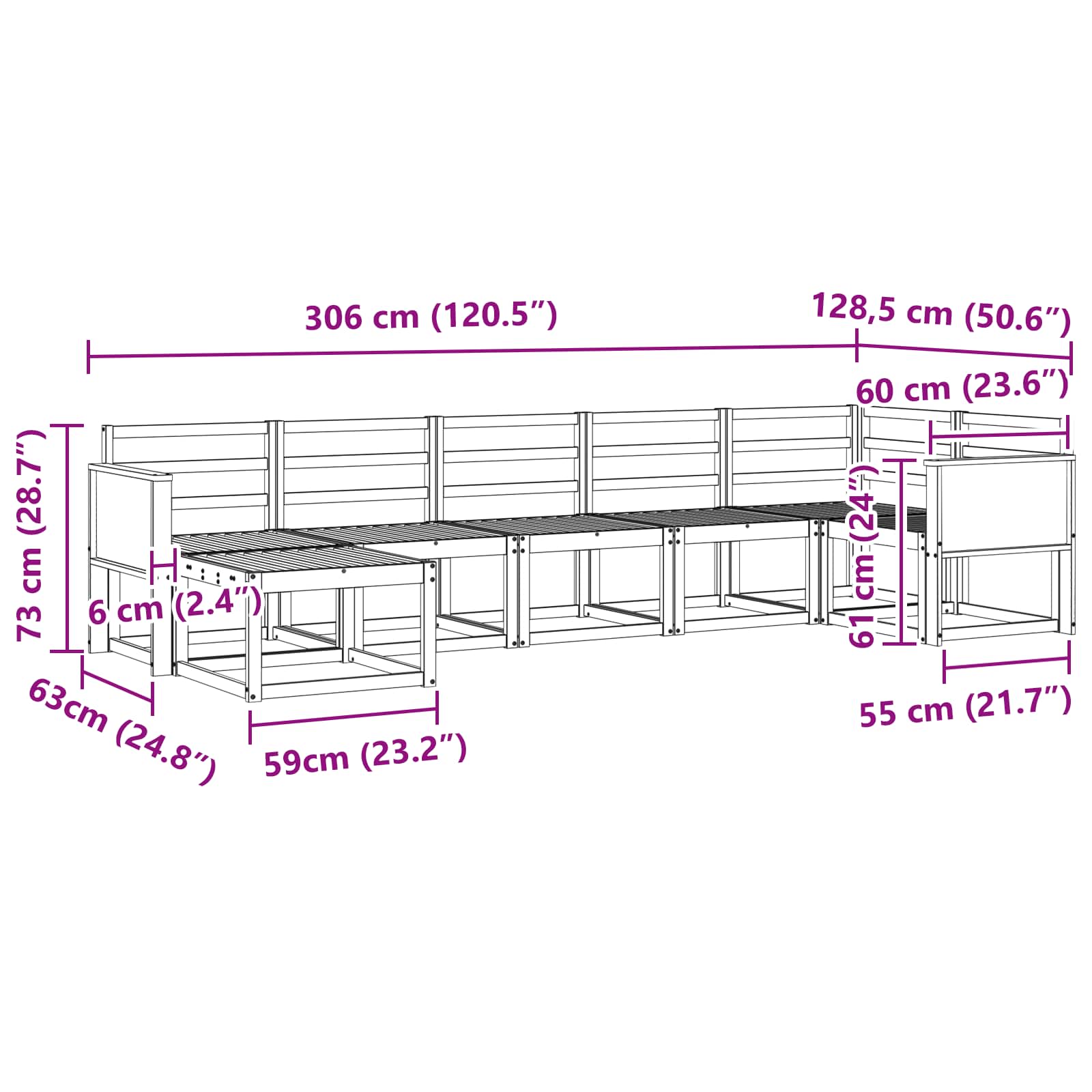 Buiten bankenset 7 pcs Naturel Massief Acaciahout is nu te koop bij PeponiXL, paradijselijk wonen!