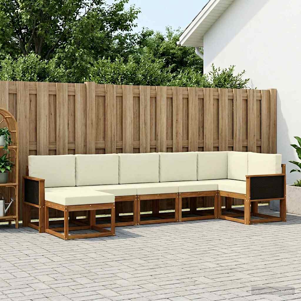 Buiten bankenset met kussen 7 pcs Natuurlijk en Crème Polyester is nu te koop bij PeponiXL, paradijselijk wonen!