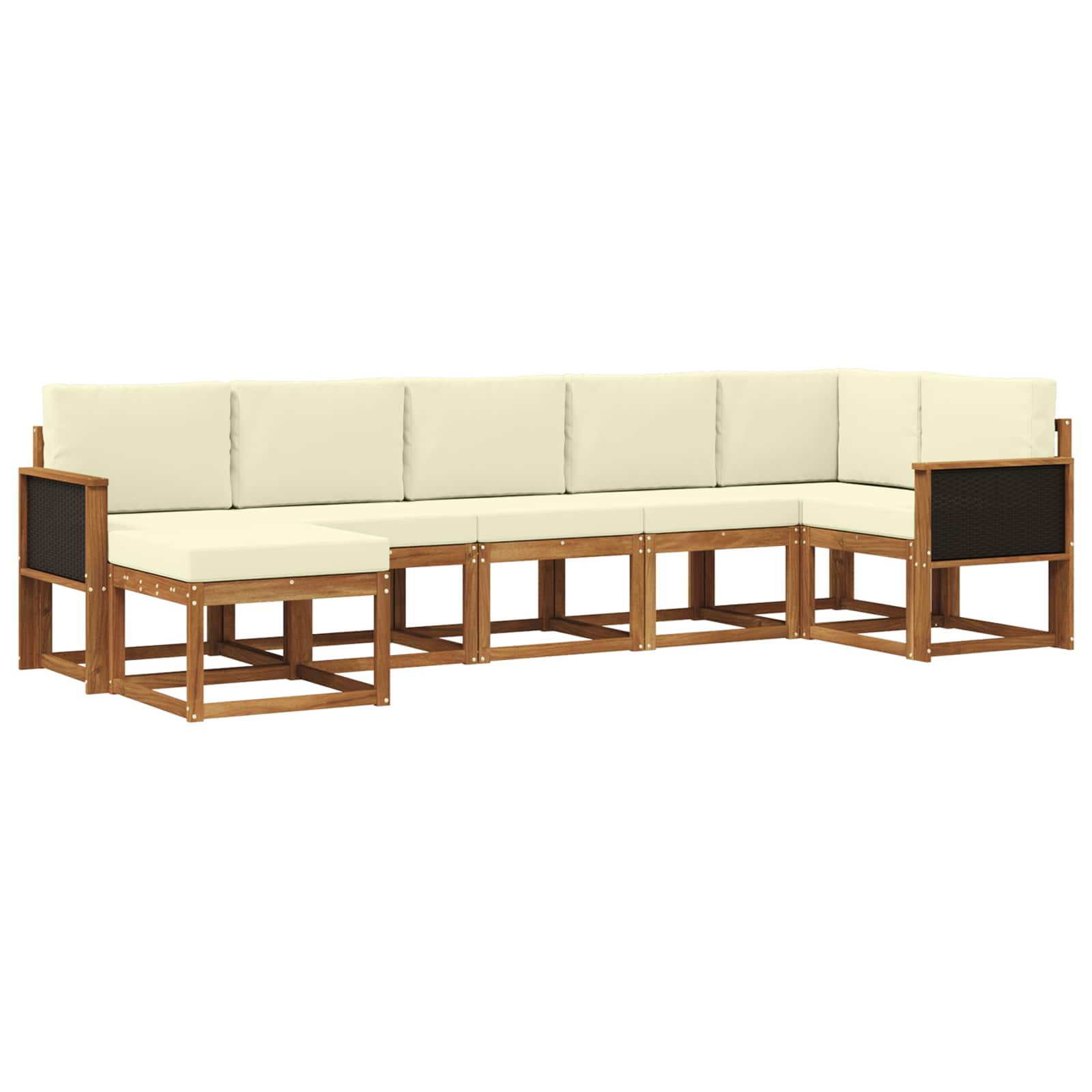 Buiten bankenset met kussen 7 pcs Natuurlijk en Crème Polyester is nu te koop bij PeponiXL, paradijselijk wonen!