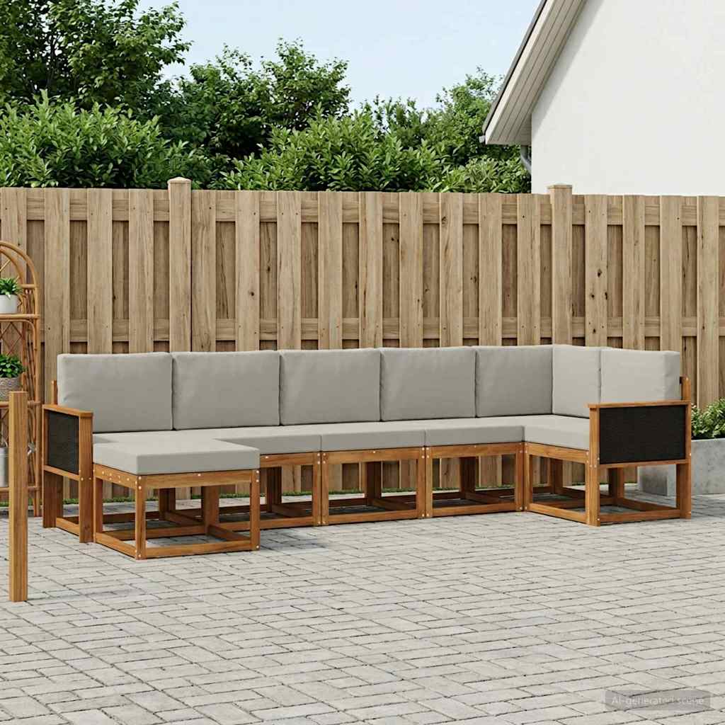Buiten bankenset 7 pcs Naturel en lichtgrijs Polyester is nu te koop bij PeponiXL, paradijselijk wonen!