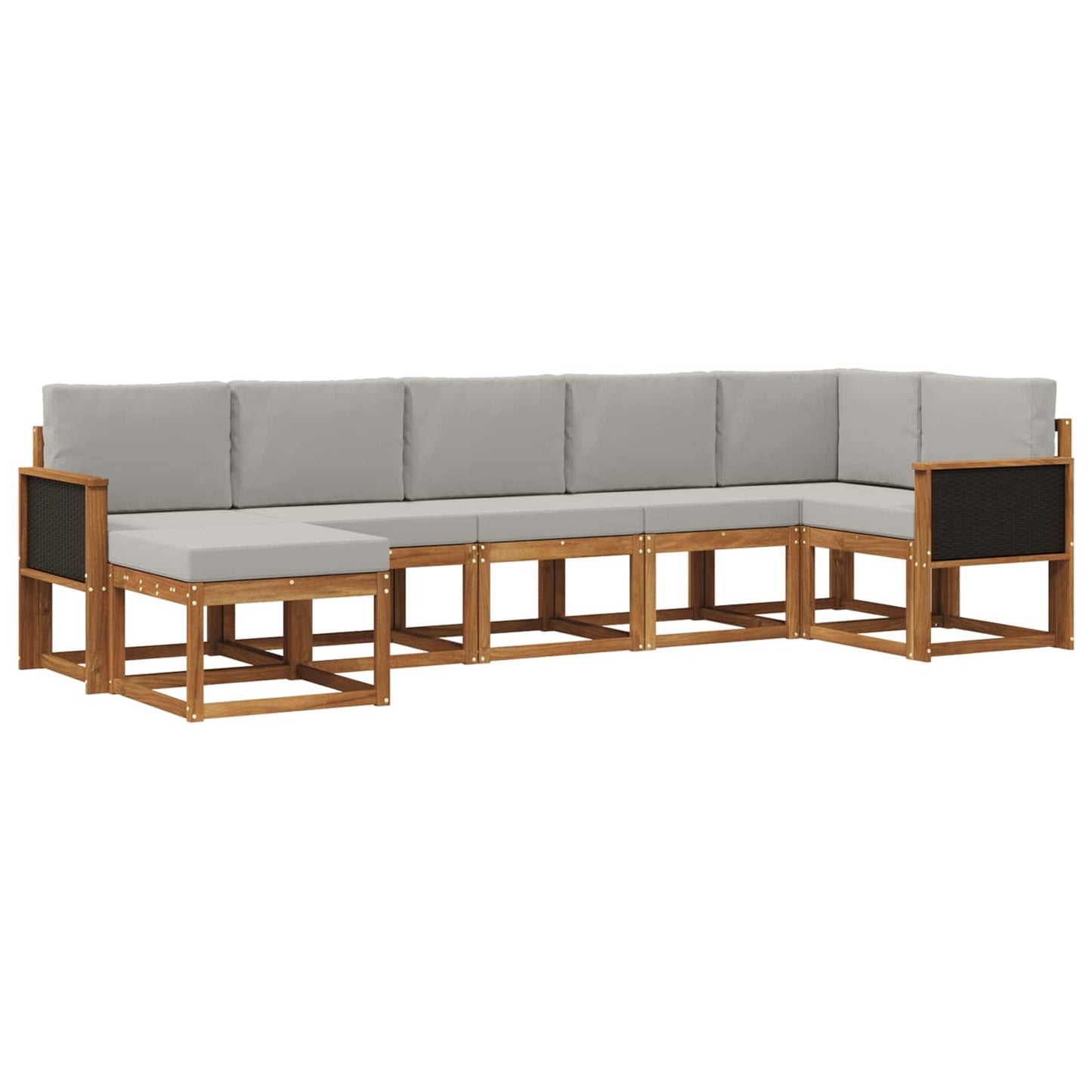 Buiten bankenset 7 pcs Naturel en lichtgrijs Polyester is nu te koop bij PeponiXL, paradijselijk wonen!