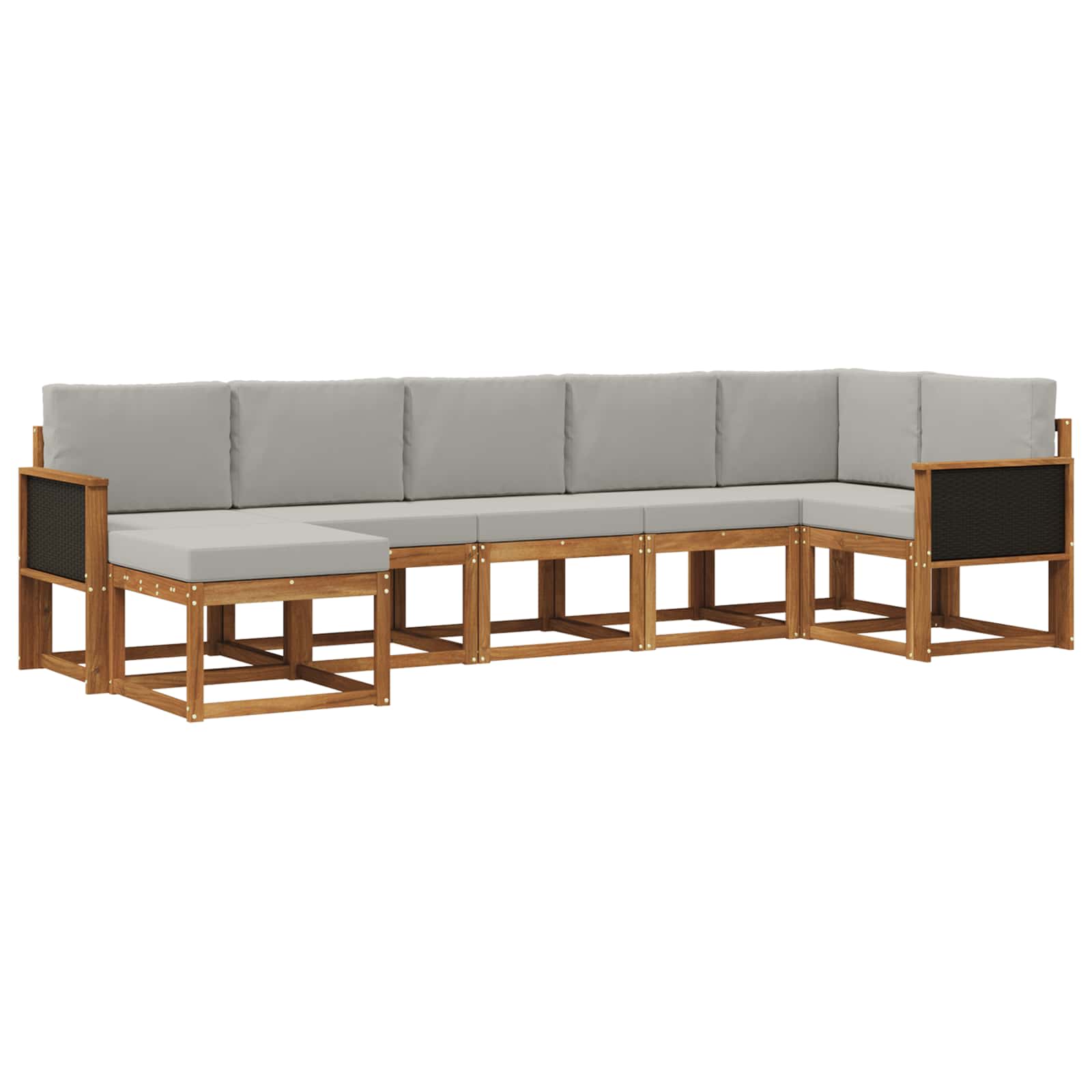 Buiten bankenset 7 pcs Naturel en lichtgrijs Polyester is nu te koop bij PeponiXL, paradijselijk wonen!