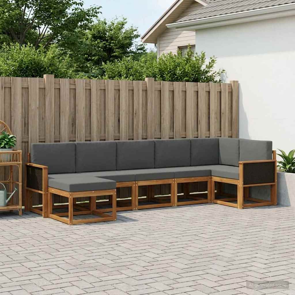 Buiten bankenset 7 pcs Natuurlijk en Antraciet Polyester is nu te koop bij PeponiXL, paradijselijk wonen!
